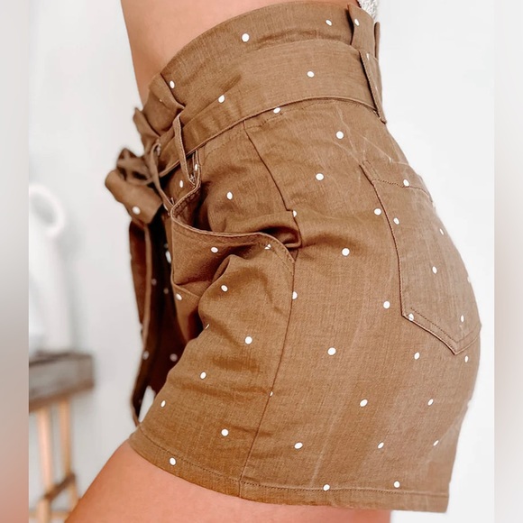 Nanamacs Brown Polka Dot Paper Bag Shorts Size US Small - Picture 3 of 5